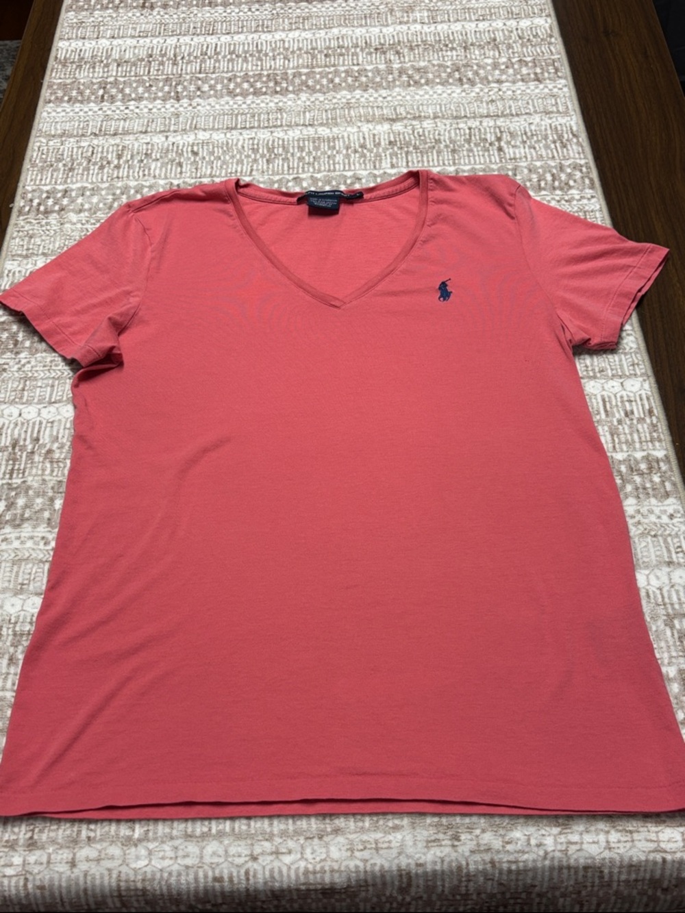 Ralph Lauren Coral V-Neck Polo Short Sleeve Tee